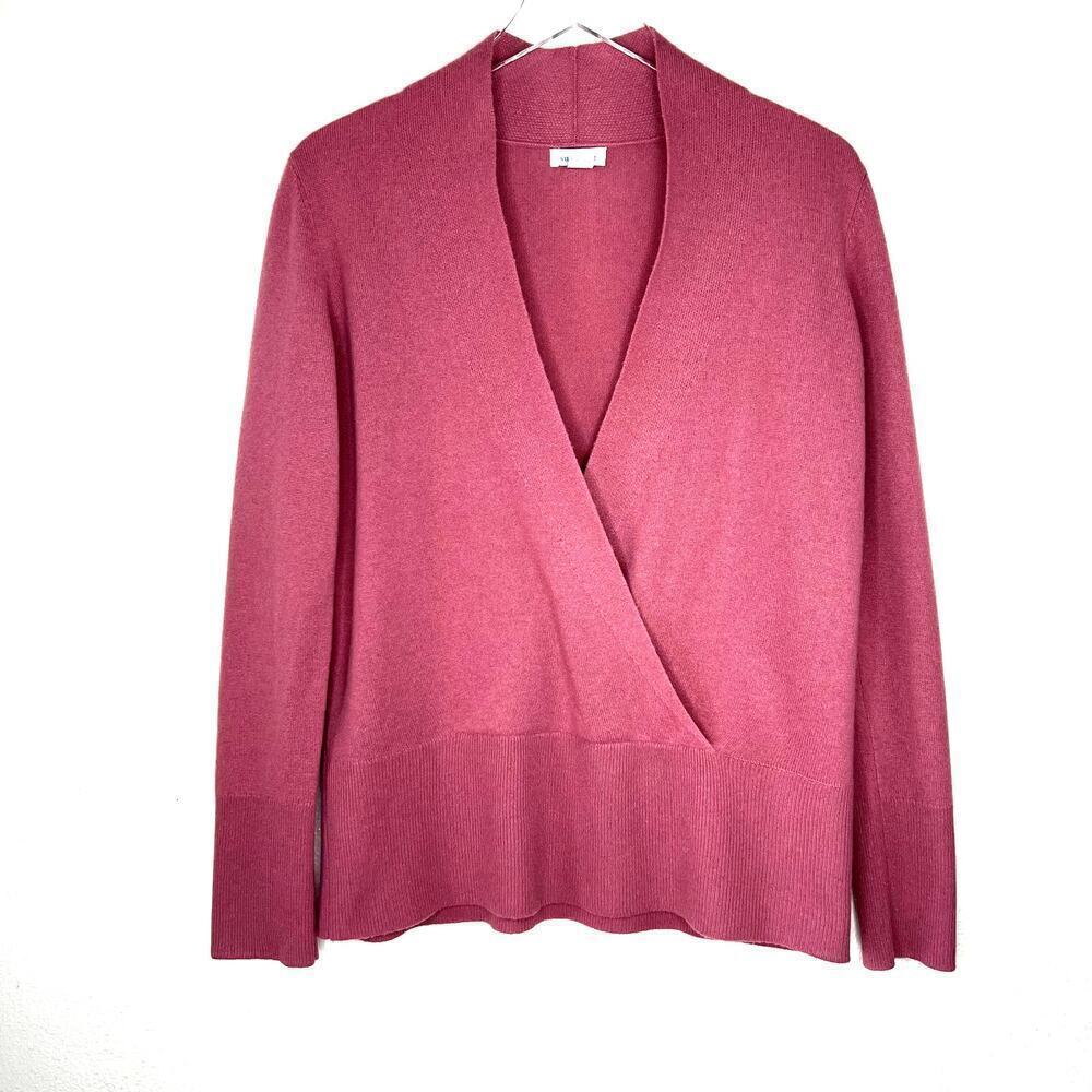 Sundance 100% Cashmere Cross Over Front Pullover Sweater Rose Pink SMALL